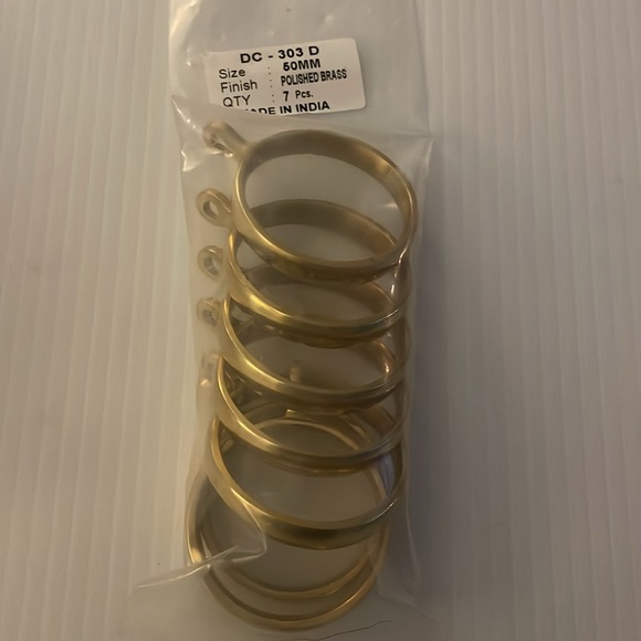 7 / Polished Brass 2” Curtain Rings - Picture 3 of 3